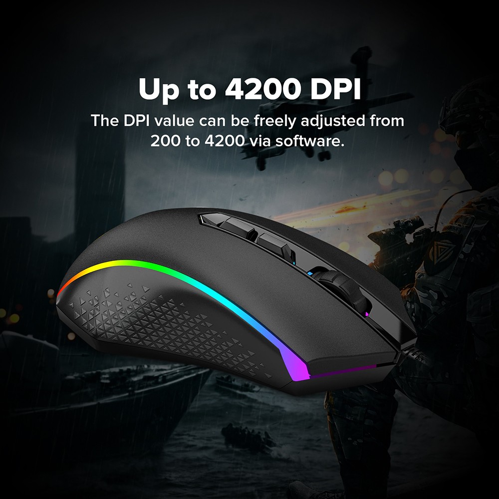 Redragon S101-K-DE Kabelgebundene Tastatur- und Mauskombination, RGB-Tastatur mit Hintergrundbeleuchtung, 4200-DPI-Maus, deutsches QWERTZ-Layout, Schwarz