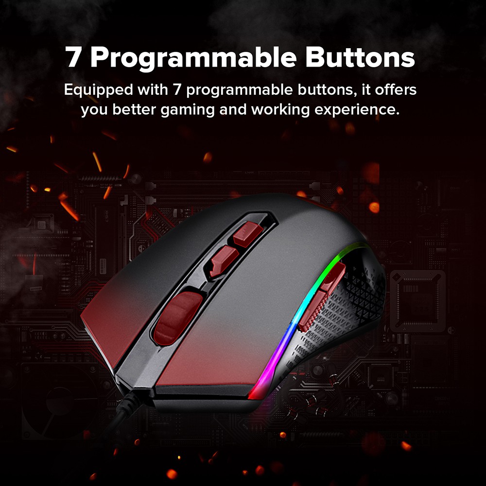 Redragon S101-K-DE Kabelgebundene Tastatur- und Mauskombination, RGB-Tastatur mit Hintergrundbeleuchtung, 4200-DPI-Maus, deutsches QWERTZ-Layout, Schwarz