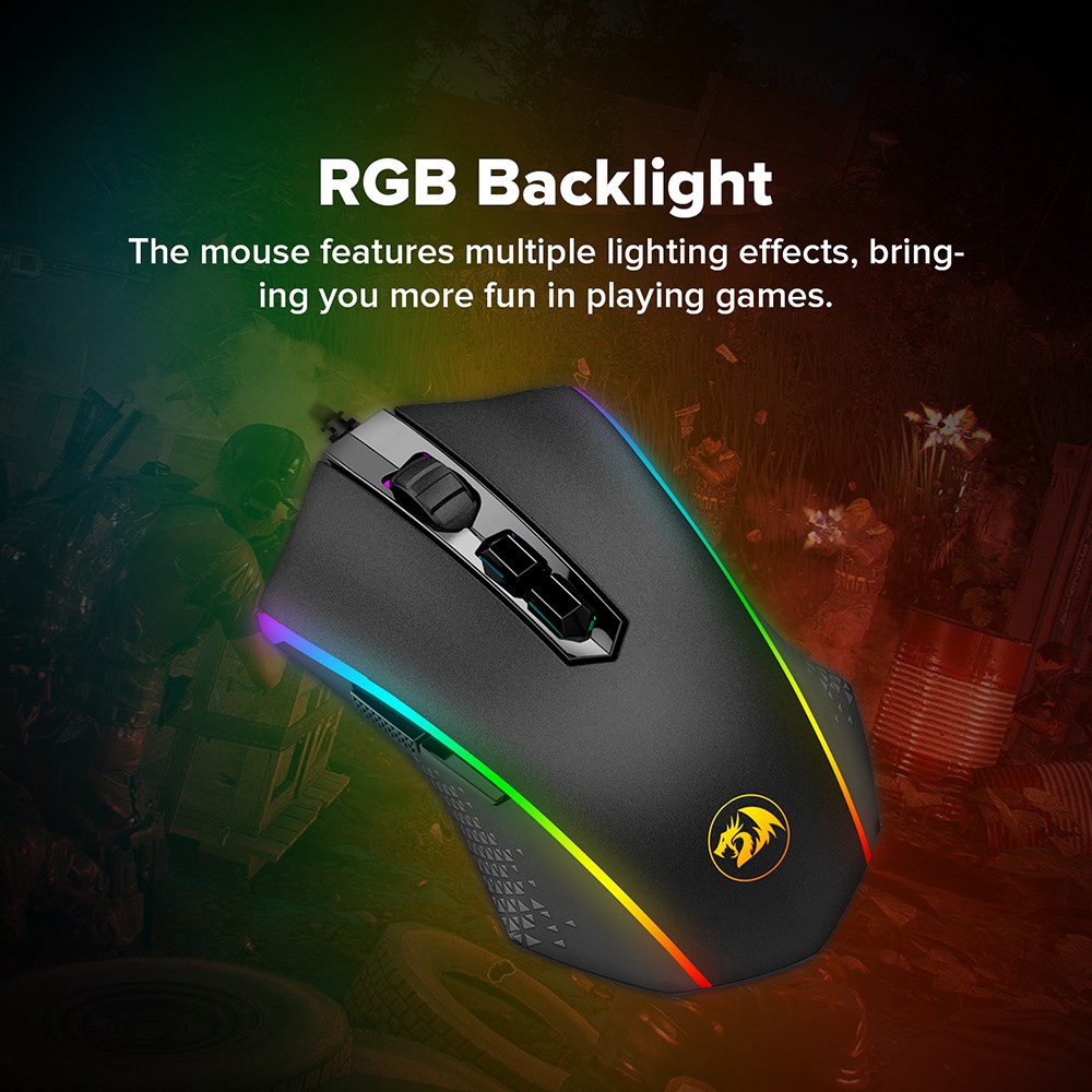 Redragon S101-K-DE Kabelgebundene Tastatur- und Mauskombination, RGB-Tastatur mit Hintergrundbeleuchtung, 4200-DPI-Maus, deutsches QWERTZ-Layout, Schwarz