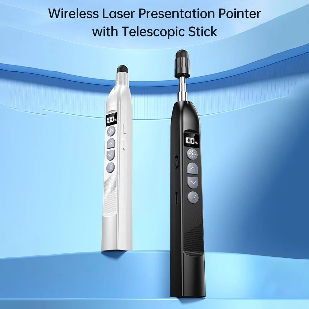 S18Pro Wireless Laser Pointer for Presentation with Telescopic Stick, White