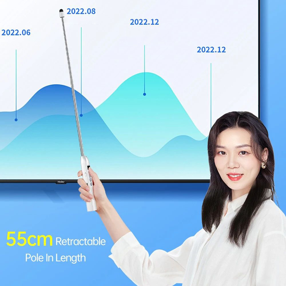 S18Pro Wireless Laser Pointer for Presentation with Telescopic Stick, White