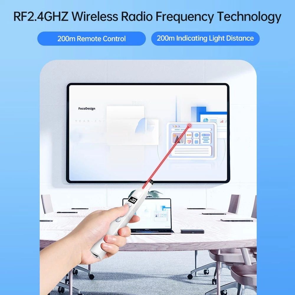 S18Pro Wireless Laser Pointer for Presentation with Telescopic Stick, White