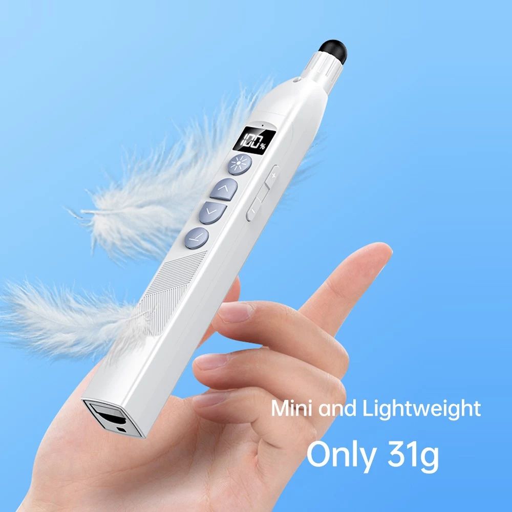 S18Pro Wireless Laser Pointer for Presentation with Telescopic Stick, White