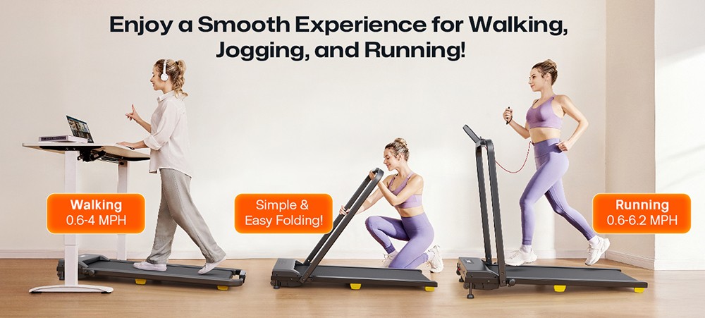 SYSURO S1L MIX Walking Pad Laufband, 2,5 PS Motor, 0,6-6,2 MPH Geschwindigkeit, HIIT-Modus, 9 % Steigung, 5-lagiges Laufband, <45 dB leise, faltbar