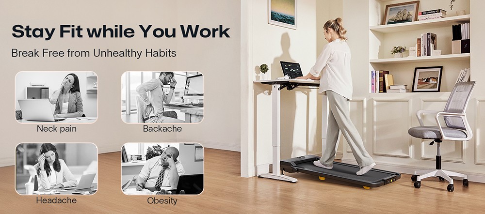 SYSURO S1L MIX Walking Pad Laufband, 2,5 PS Motor, 0,6-6,2 MPH Geschwindigkeit, HIIT-Modus, 9 % Steigung, 5-lagiges Laufband, <45 dB leise, faltbar