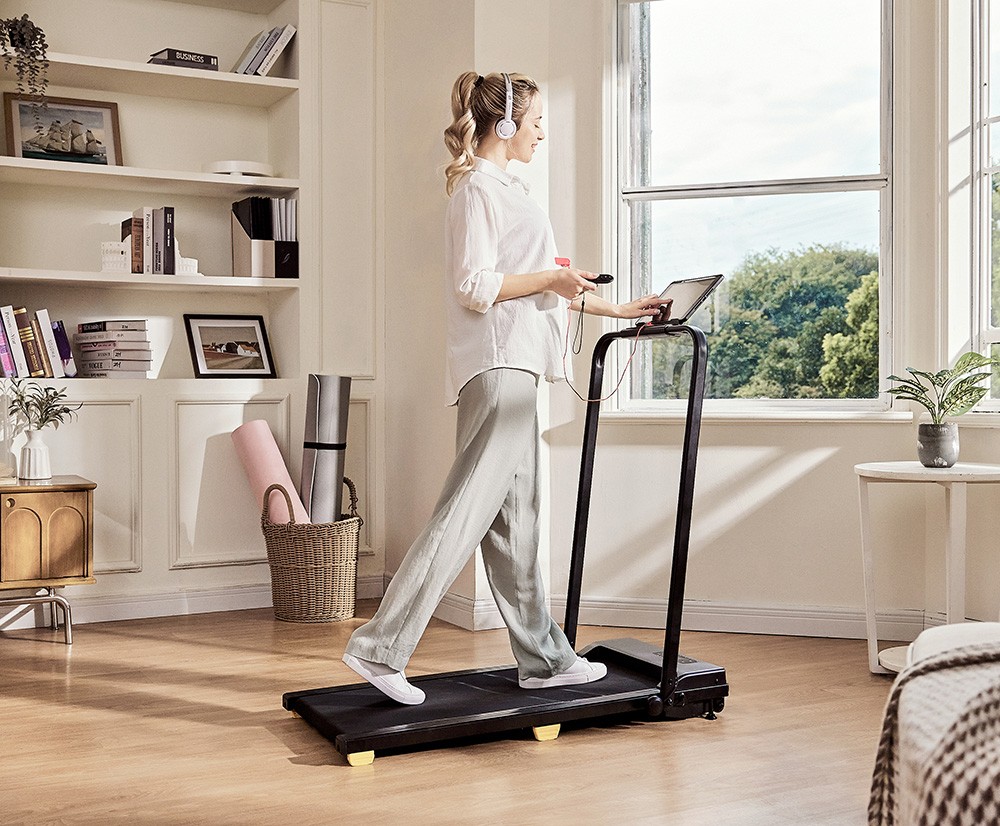 SYSURO S1L MIX Walking Pad Laufband, 2,5 PS Motor, 0,6-6,2 MPH Geschwindigkeit, HIIT-Modus, 9 % Steigung, 5-lagiges Laufband, <45 dB leise, faltbar