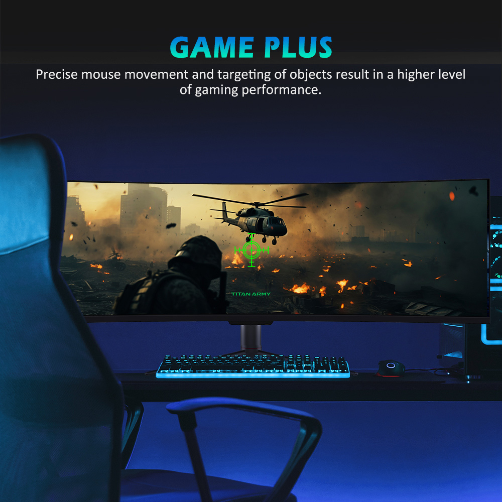 Refurbished TITAN ARMY C49SHC 49-inch Gaming Monitor, 3840*1080 CSOT HVA Panel, 32:9 Oversized Curved Screen, 144Hz High Refresh Rate, Adaptive-Sync, 1*HDMI 2.0 1*DP 1.4 1*Full-Feature USB-C 1*USB-B 2*USB-A, 65W Reverse Charging