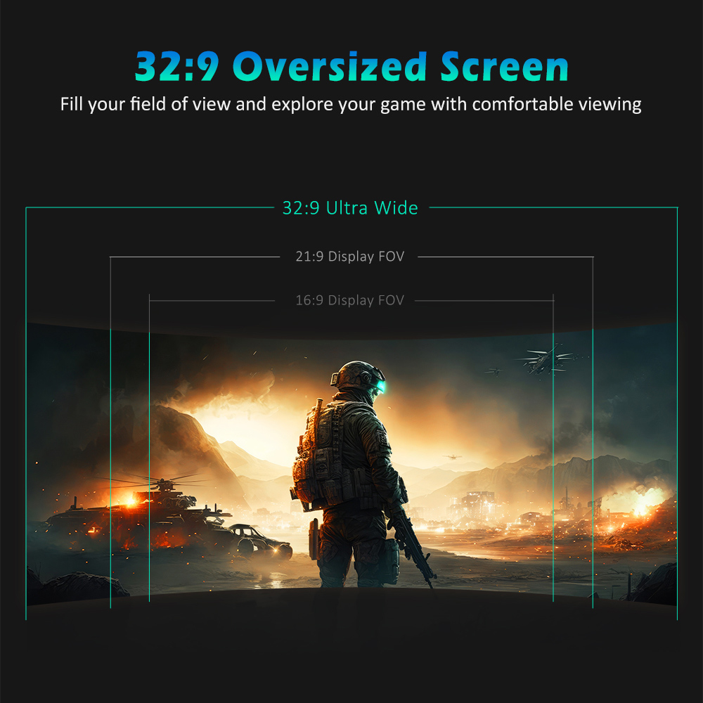 Refurbished TITAN ARMY C49SHC 49-inch Gaming Monitor, 3840*1080 CSOT HVA Panel, 32:9 Oversized Curved Screen, 144Hz High Refresh Rate, Adaptive-Sync, 1*HDMI 2.0 1*DP 1.4 1*Full-Feature USB-C 1*USB-B 2*USB-A, 65W Reverse Charging