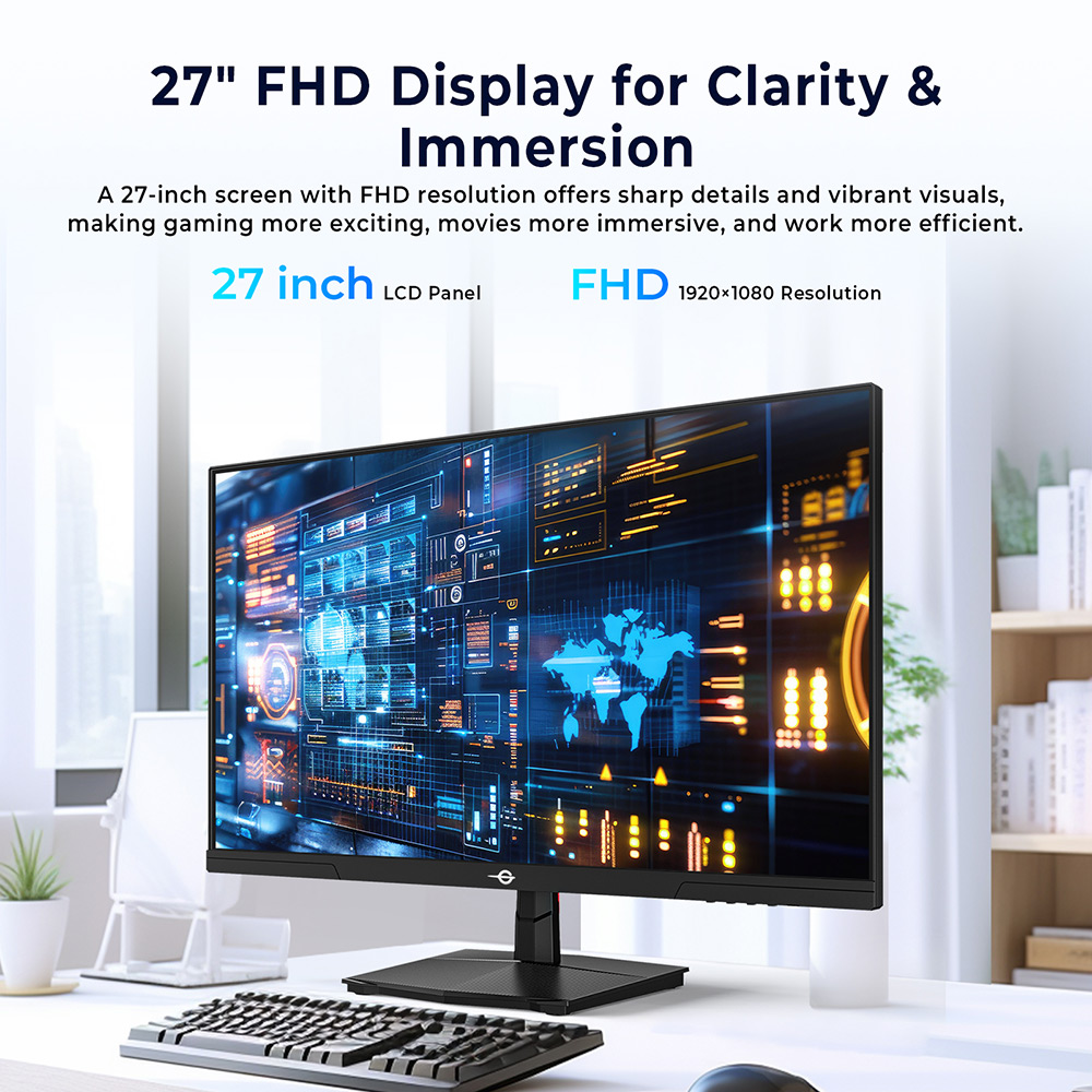 Refurbished TITAN ARMY P2718C Gaming Monitor, 27 inch 16:9 1920*1080 IPS Screen, 144Hz Refresh Rate, HDR10, Adaptive Sync, Low Blue Light & Flicker-free, 99% sRGB, Adjustable Stand, Supports VESA Mount, 1*HDMI 1.4, 1*DP 1.2