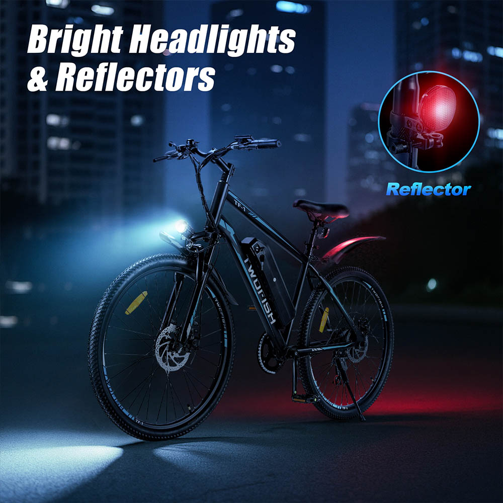 TWOFISH TF-1 Electric Bike, 250W Motor, 36V 15Ah Battery, 26 inch Tires, 25km/h Max Speed, 100km Max Range, Disc Brakes, Front Suspension, LCD Display - Red