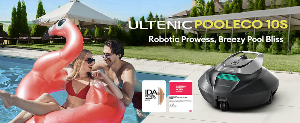 Robot nettoyeur de piscine Ultenic Pooleco 10s, autonomie de 90 min, télécommande/application, 5 200 mAh, 3 moteurs, pour piscines creusées/hors sol jusqu'à 850 pi²