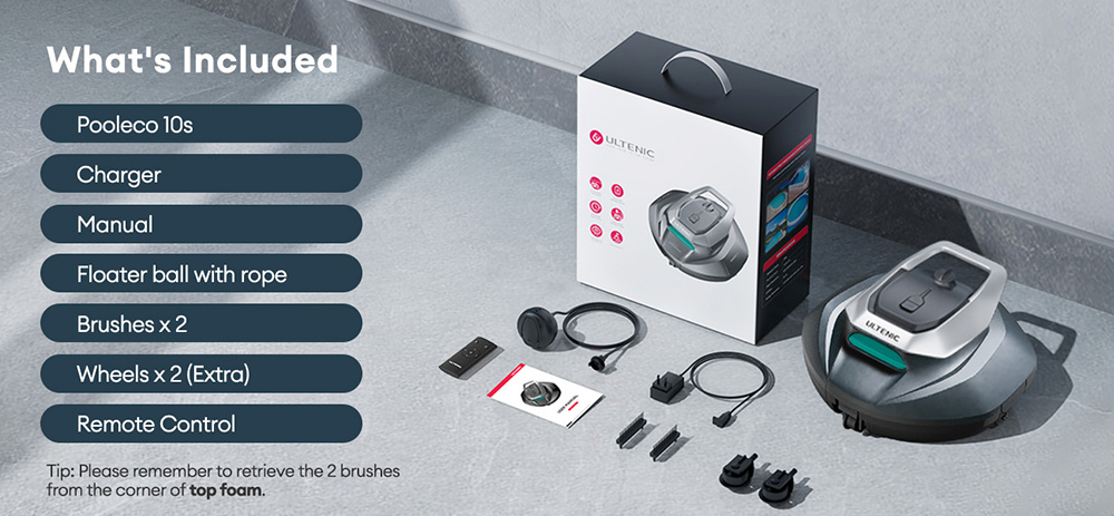 Robot nettoyeur de piscine Ultenic Pooleco 10s, autonomie de 90 min, télécommande/application, 5 200 mAh, 3 moteurs, pour piscines creusées/hors sol jusqu'à 850 pi²