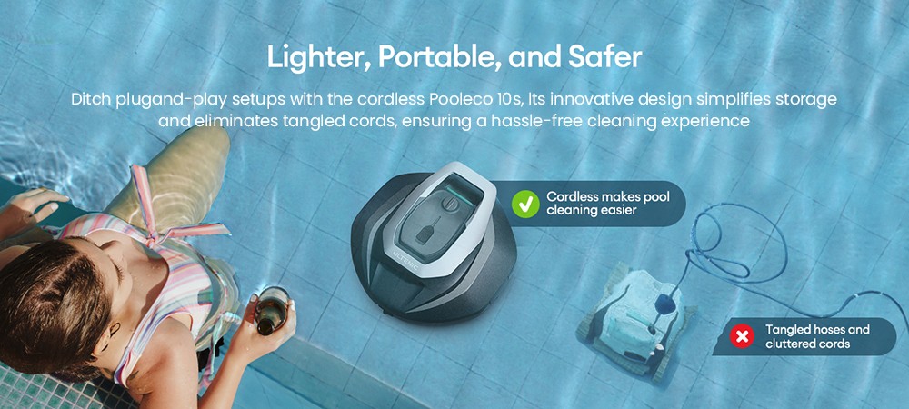 Robot nettoyeur de piscine Ultenic Pooleco 10s, autonomie de 90 min, télécommande/application, 5 200 mAh, 3 moteurs, pour piscines creusées/hors sol jusqu'à 850 pi²