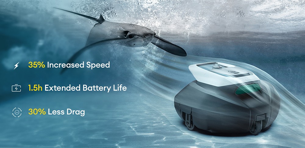Robot nettoyeur de piscine Ultenic Pooleco 10s, autonomie de 90 min, télécommande/application, 5 200 mAh, 3 moteurs, pour piscines creusées/hors sol jusqu'à 850 pi²