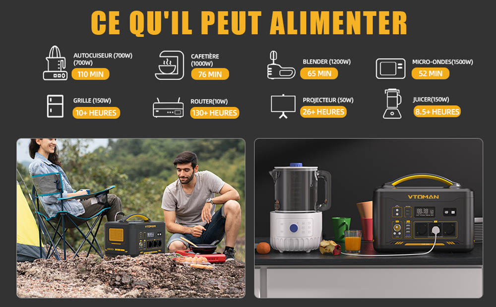 VTOMAN Jump 2200 Station d'Énergie, 1548Wh LiFePO4, 2200W AC, Extensible à 3096Wh