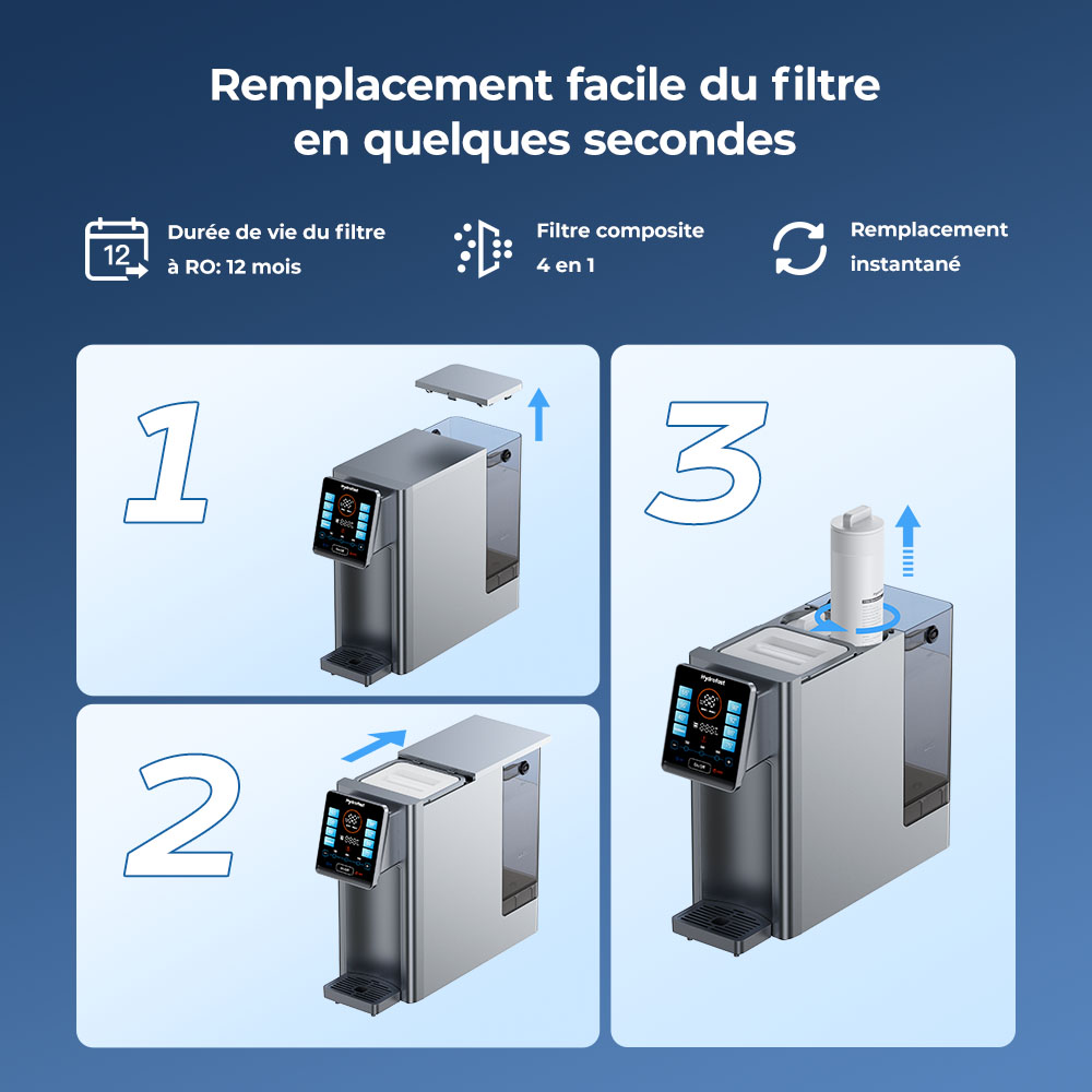 Hydrofast W100 Purificateur d'Eau Comptoir, Eau Chaude & Froide, 8 Températures