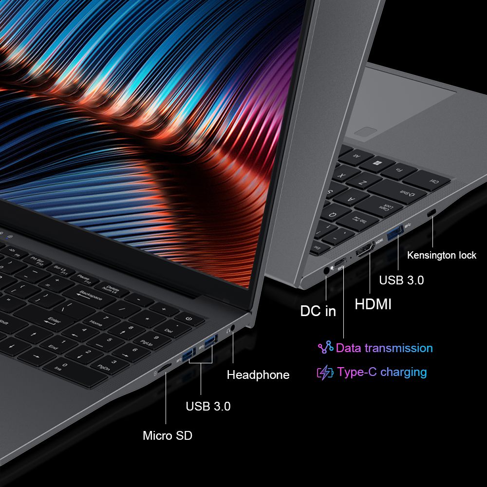 Ninkear A15 Plus 15.6'' Laptop, AMD Ryzen 7 5825U 8 Cores 4.5GHz, 1920*1080 IPS Screen, 32GB RAM 1TB SSD, 2.4G/5G WiFi, Fingerprint Unlock, Backlit Keyboard, Full-featured Type-C*1, USB3.0*3, HDMI*1, Micro SD Card Reader *1, Headphone Jack*1