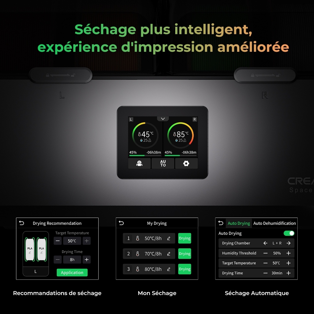 Creality SpacePi X4 Séchoir Filament, Stockage 4 Bobines, Double Chauffage, 85°C Max, pour PLA/TPU/PETG/ABS/Nylon