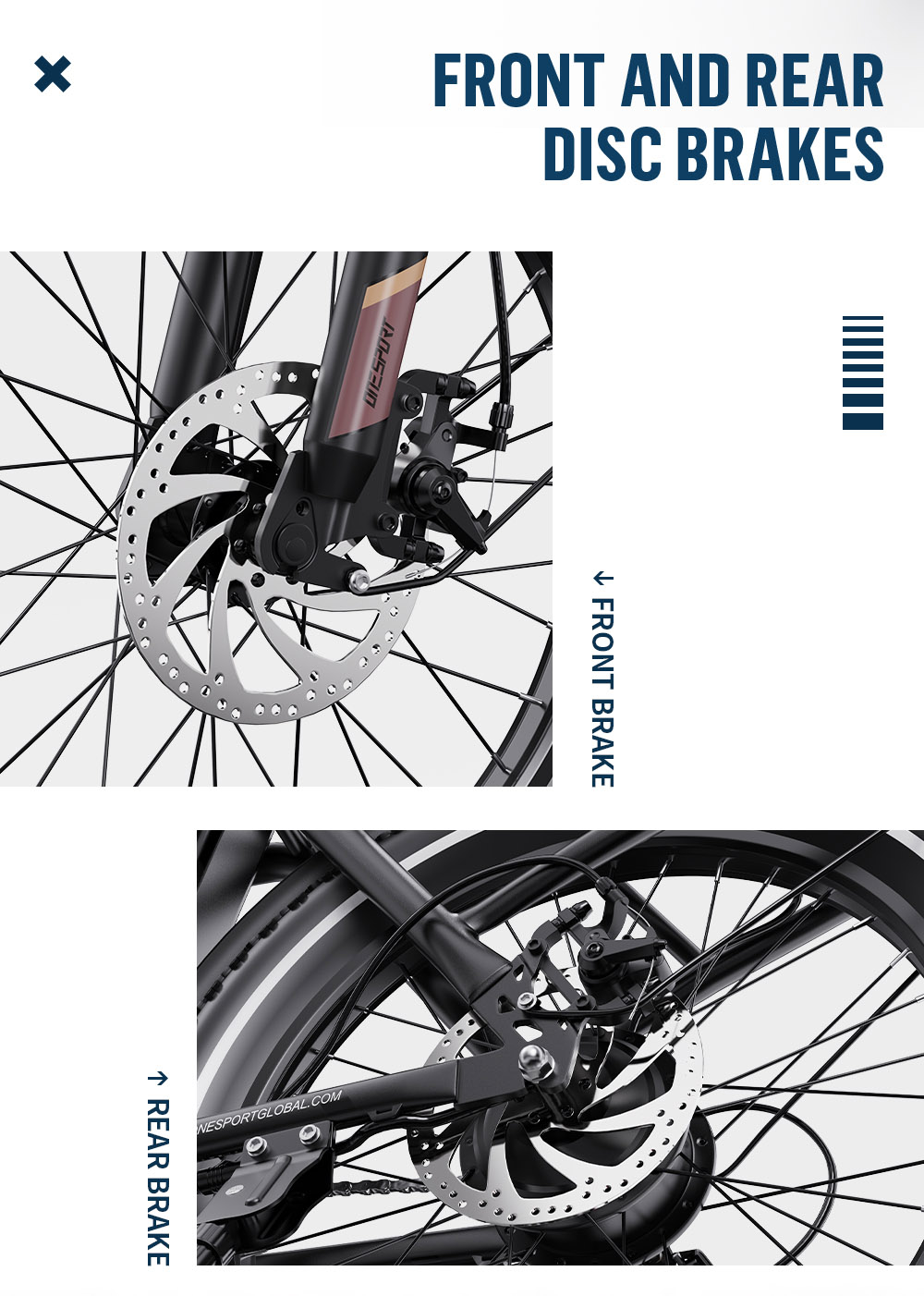 ONESPORT OT16 Vélo électrique, Pneus 20*3,0 pouces, batterie 48V 17Ah, Vitesse maximale 25km/h, 3 modes de conduite, Freins à disque, 7 vitesses - Noir et marron