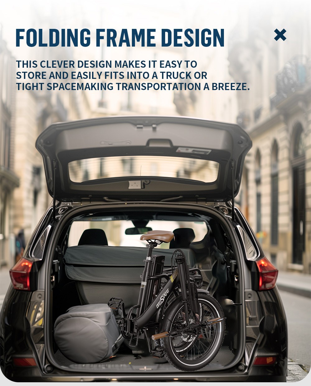 ONESPORT OT16 Vélo électrique, Pneus 20*3,0 pouces, batterie 48V 17Ah, Vitesse maximale 25km/h, 3 modes de conduite, Freins à disque, 7 vitesses - Noir et marron