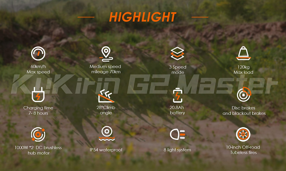 (2025 Upgrade) KUKIRIN G2 Master Elektroroller, 2 x 1000 W Motor, 52 V, 20,8 Ah Akku, 70 km maximale Reichweite, 60 km/h Höchstgeschwindigkeit