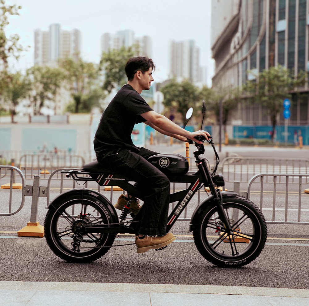 DUOTTS F20 Electric Bike 750W Motor 52V 27Ah Battery 20*4.0 Inch Fat Tire 50km/h Max Speed up to 120km Range with Full Suspension, Spring Shock Absorption, Hydraulic Disc Brakes - Black
