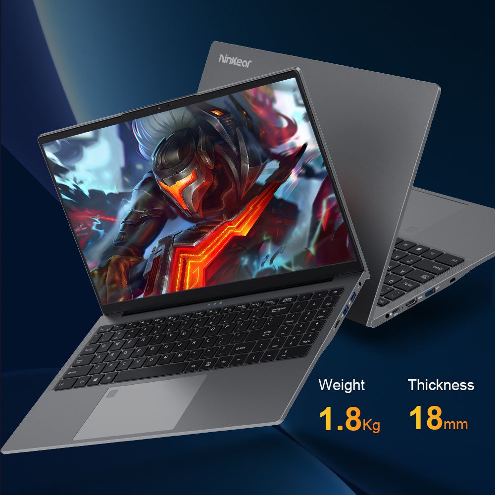 Ninkear A15 Plus 15.6'' Laptop, AMD Ryzen 7 5825U 8 Cores 4.5GHz, 1920*1080 IPS Screen, 32GB RAM 1TB SSD, 2.4G/5G WiFi, Fingerprint Unlock, Backlit Keyboard, Full-featured Type-C*1, USB3.0*3, HDMI*1, Micro SD Card Reader *1, Headphone Jack*1