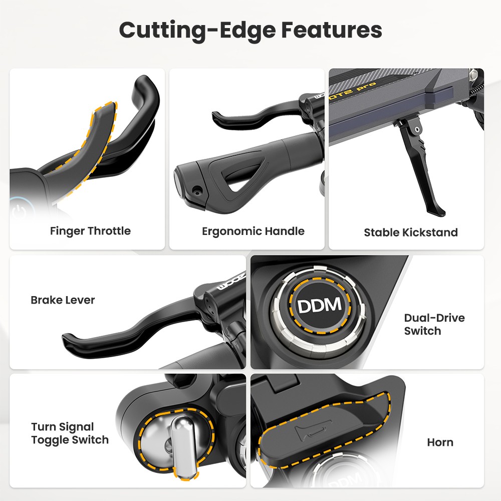 Ausom DT2 Pro Electric Scooter, 2*1100W Motor, 52V 23.4Ah, 10*3.0 inch Tire, 68km/h Max Speed, 115km Max Range, Front & Rear Hydraulic Disc Brakes, Swingarm Suspension