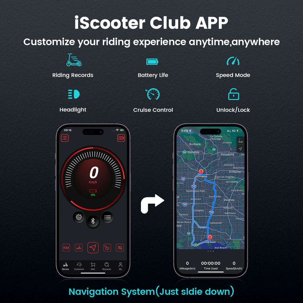 iScooter i10 Pro Electric Scooter, 800W Motor, 48V 15Ah Battery, 10-inch Tires, 45km/h Max Speed, 60km Range, Electronic Brake & Drum Brake, Front & Rear Suspension, LED Display, App Control