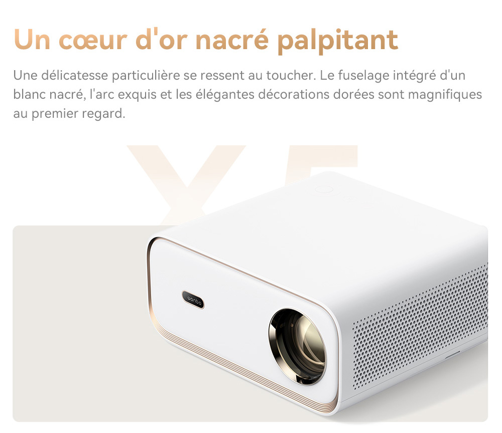 Projecteur Wanbo X5, 1100 lumens ANSI, 1080P natif, correction automatique du trapèze, WiFi 6 double bande, 1 Go/16 Go, Bluetooth 5.0