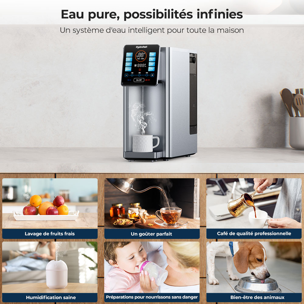Hydrofast W100 Purificateur d'Eau Comptoir, Eau Chaude & Froide, 8 Températures