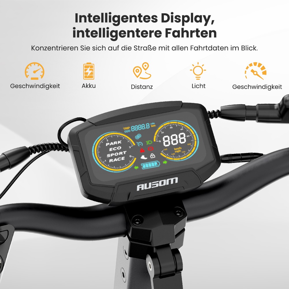 Ausom DT2 Pro Elektroroller, 2 x 1100 W Motor, 52 V 23,4 Ah, 10 x 3,0 Zoll Reifen, 68 km/h Höchstgeschwindigkeit, 115 km maximale Reichweite, hydraulische Scheibenbremsen vorne und hinten, Schwingenaufhängung