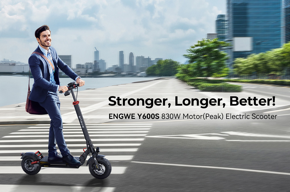 ENGWE Y600S Trottinette électrique, moteur 500 W, batterie 48 V 18 Ah, pneus 10 pouces, vitesse maximale 25 km/h, autonomie 70 km, frein à disque mécanique