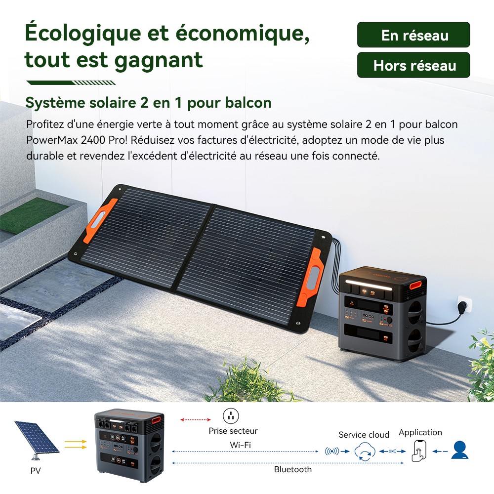 Blackview Oscal PowerMax 2400 Pro Station d'Énergie, 2016Wh 2400W, LiFePO4 3500+ Cycles, Charge 1.2h, App Smart