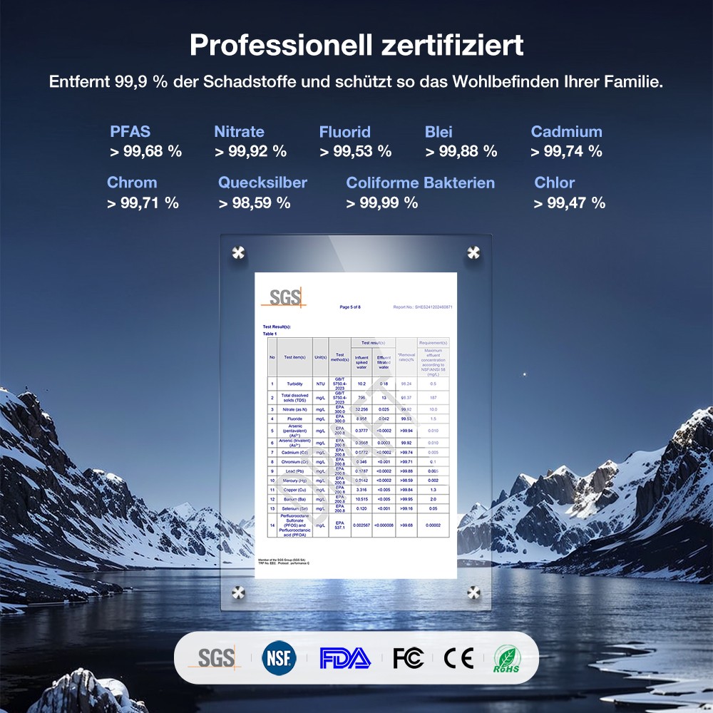 JIMMY R9 Tisch-Reverse-Osmose-Wasserfilter, 7-Stufen + UV + Remineralisierung, 3s Heißwasser, 7 Temperaturen, 3:1 Verhältnis, Grau