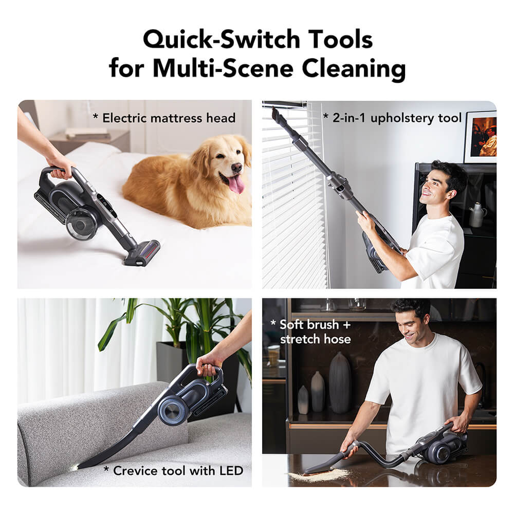 JIMMY H11 Pro Cordless Vacuum Cleaner, 700W/260AW Suction, 90 mins Runtime, Flexible Mental Tube, 7 Cleaning Tools, LED Display, for Carpets/Hard Floors - Dark Gray