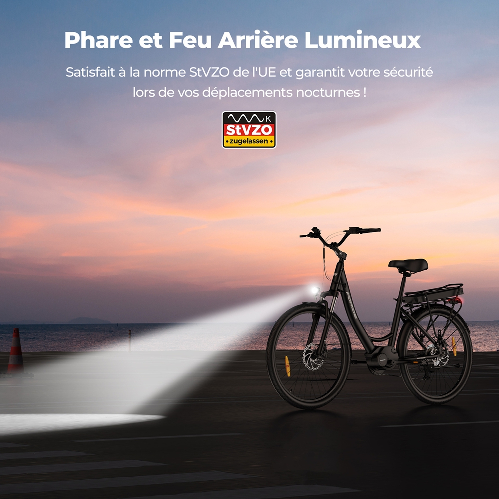 Foride Urbano 2 Vélo électrique, moteur central 250 W, batterie 36 V 13 Ah, pneus 26 pouces, vitesse maximale 25 km/h, autonomie 100 km, frein à disque hydraulique, suspension avec blocage, transmission Shimano 7 vitesses