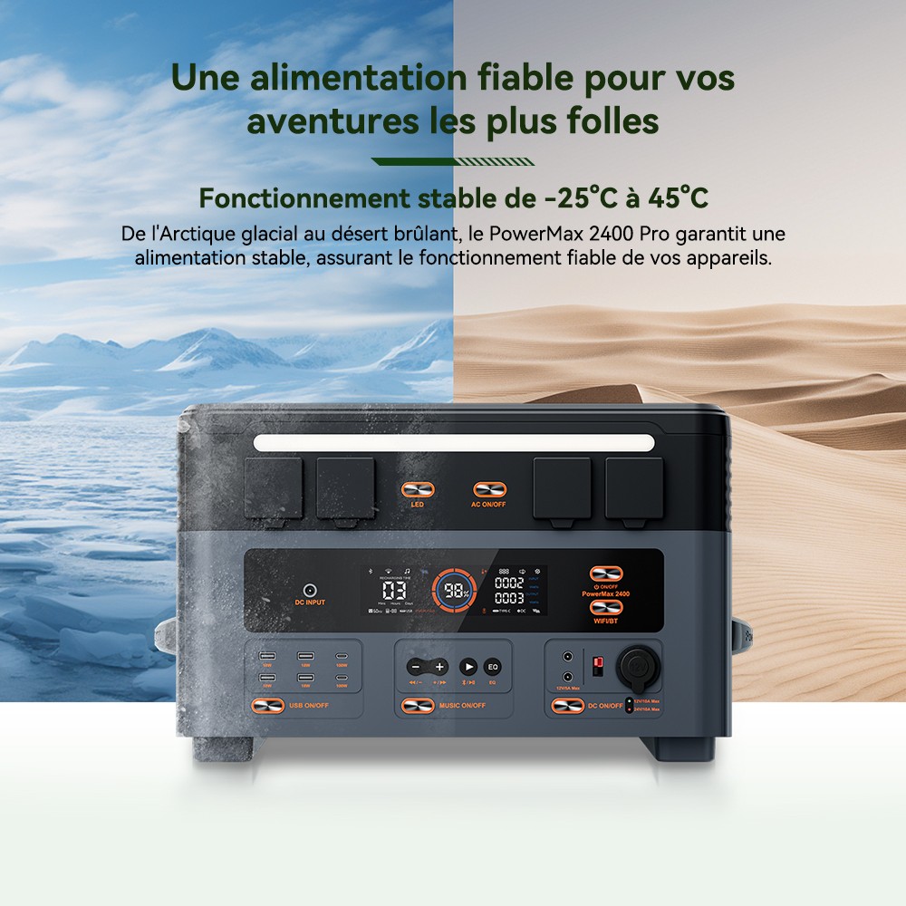 Blackview Oscal PowerMax 2400 Pro Station d'Énergie, 2016Wh 2400W, LiFePO4 3500+ Cycles, Charge 1.2h, App Smart