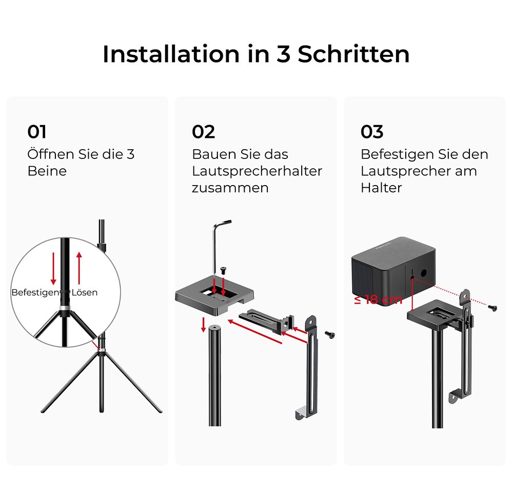 Ultimea Steady 310 Lautsprecherständer, kompatibel mit der Poseidon- und Aura-Serie
