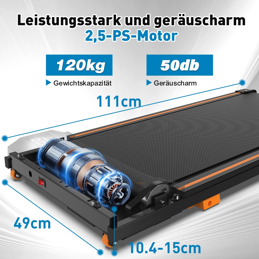 Q29-3 Untertisch-Laufband mit 2,5-PS-Motor, 3 Modi, Steigung und großer Lauffläche