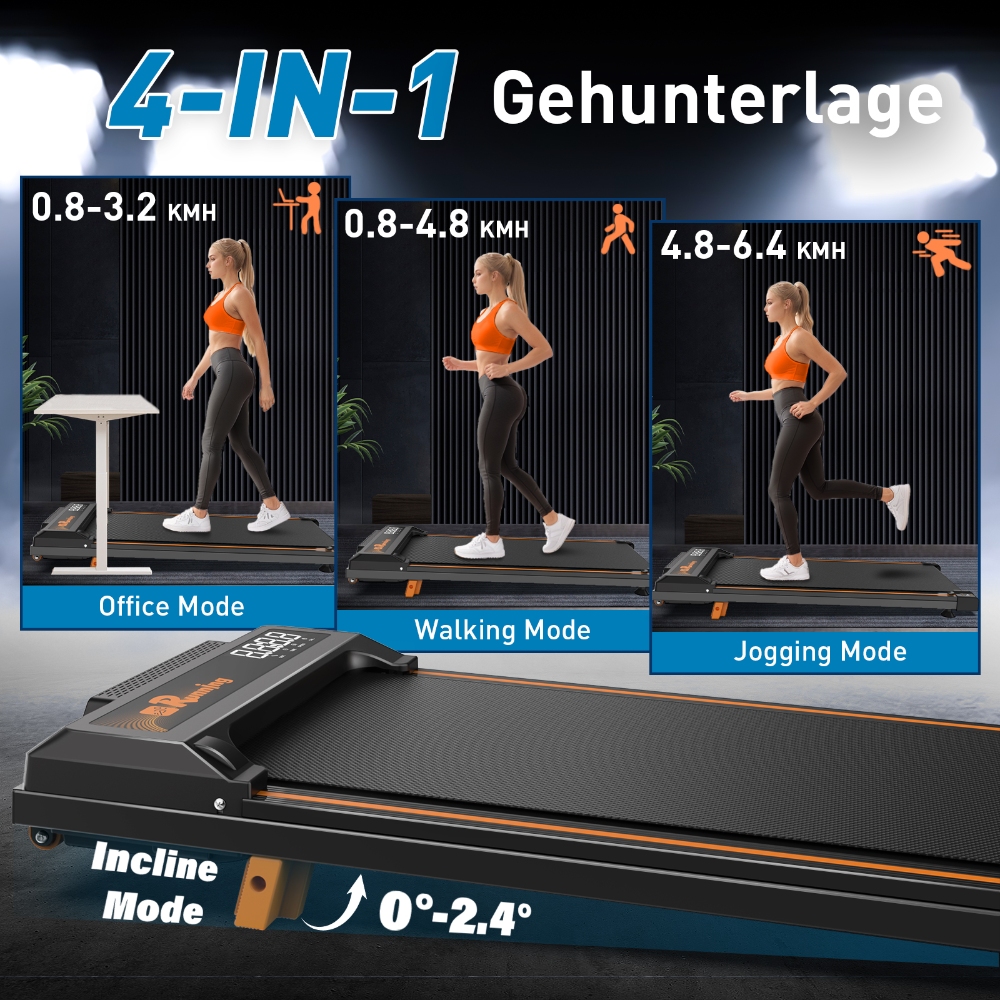 Q29-3 Untertisch-Laufband mit 2,5-PS-Motor, 3 Modi, Steigung und großer Lauffläche