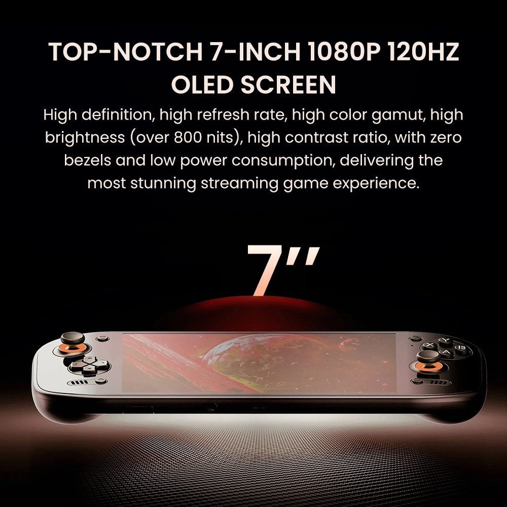 AYN Odin 2 Portal Handheld Game Console, 7 inch 1080p 120Hz OLED Touchscreen, 12GB RAM 512GB Storage, 8000mAh Battery, Android 13, WiFi 7 Bluetooth 5.3 - Indigo