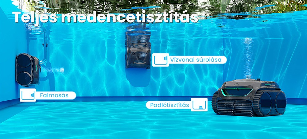 WYBOT C2 vezeték nélküli medence robotporszívó, fal- és vízvonaltisztítás, kettős tisztítású szűrés, akár 236,5 négyzetméteres földbe süllyesztett medencékhez, fekete-zöld