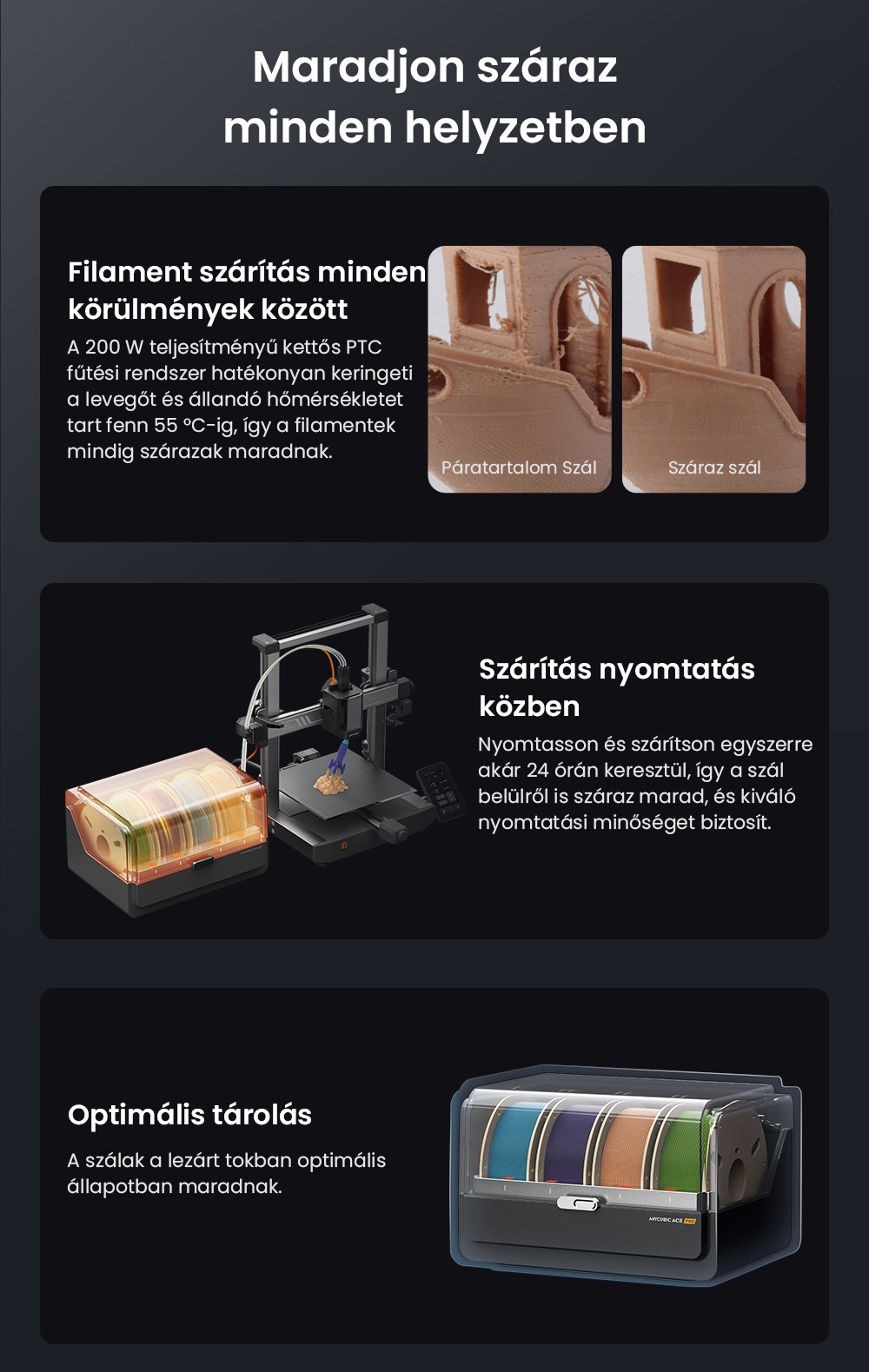 ANYCUBIC KOBRA 3 COMBO 3D nyomtató, ACE Pro-val, Max. 600 mm/s sebesség, Kettős PTC fűtőrendszer, Intelligens többszínű nyomtatás, Automatikus szintezés, Fúvóka eltömődés-észlelés, Bővíthető méret 250x250x260mm