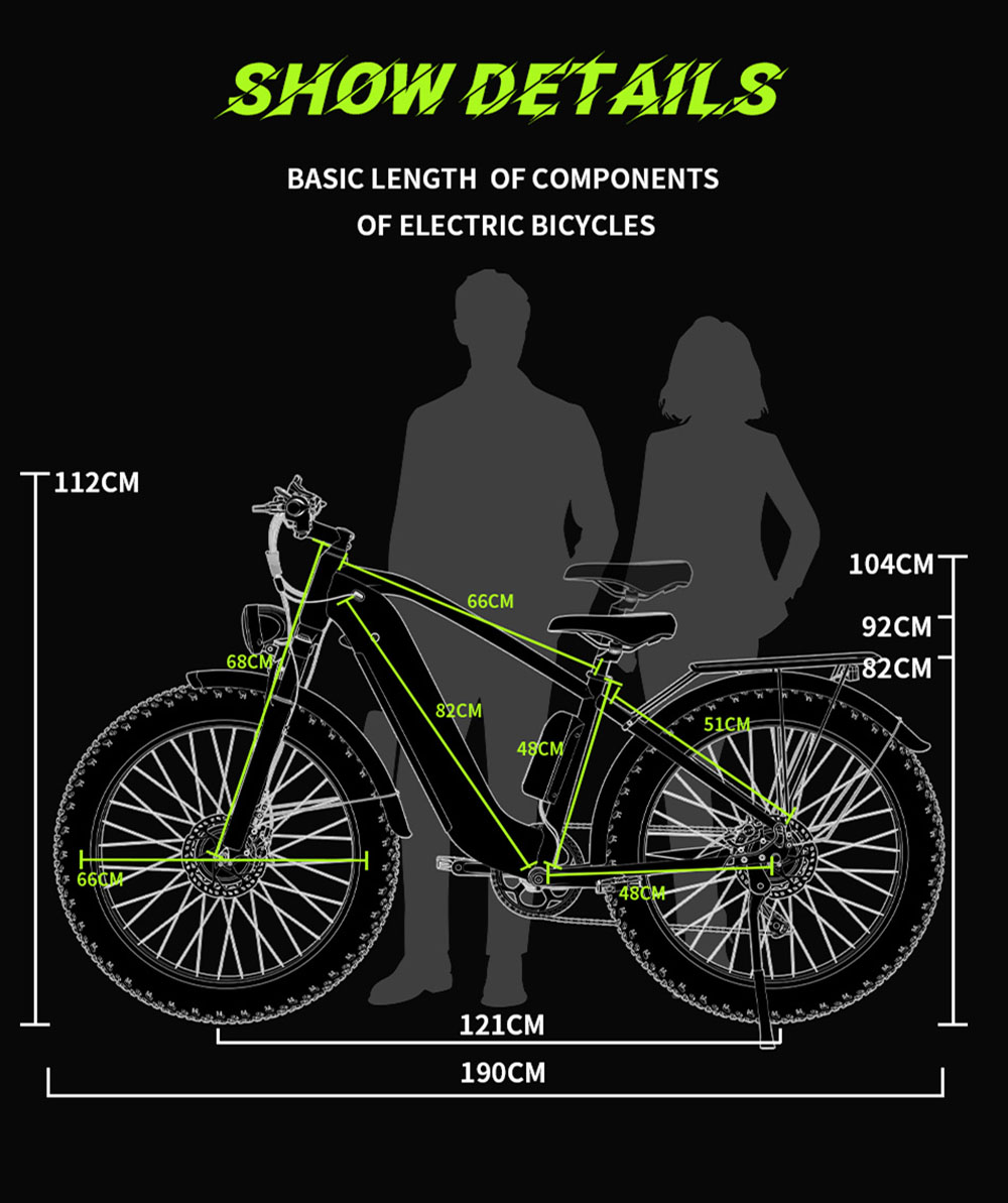 DUOTTS F26 Electric Mountain Bike 750W*2 Dual Motors Samsung 48V 20Ah Battery 26*4.0 Inch Fat Tires 55Km/h Max Speed 55 Degree Climbing Smart Color Display APP Dual Disc Brakes 150KG Max Load 100KM Range Smart APP - Black