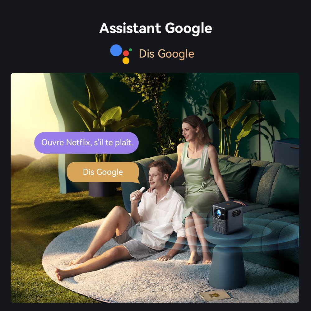 Projecteur LCD Wanbo Mozart 1 Pro, 900 ANSI, 1080P natif, Android TV 11, mise au point automatique, évitement d'objets - Prise UE