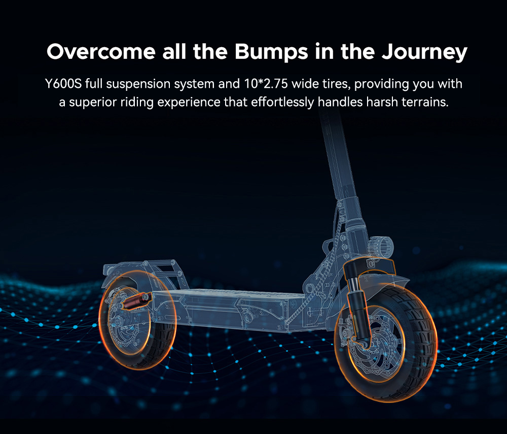 ENGWE Y600S Trottinette électrique, moteur 500 W, batterie 48 V 18 Ah, pneus 10 pouces, vitesse maximale 25 km/h, autonomie 70 km, frein à disque mécanique