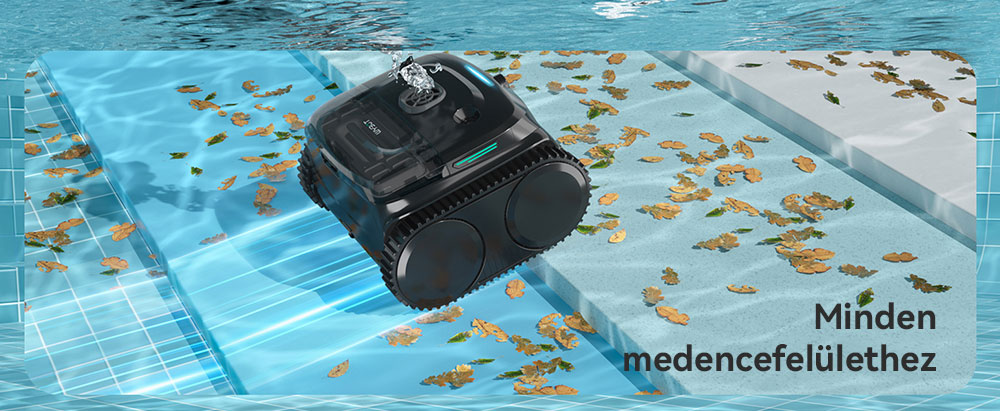 WYBOT C2 Vision vezeték nélküli medence robotporszívó, törmelékérzékelés AI kamerával, 8 az 1-ben fő tisztítás, kétrétegű szűrés, kefe nélküli motorok az erőteljes szívóerőért, akár 184 m²-es medencékhez, fekete-zöld