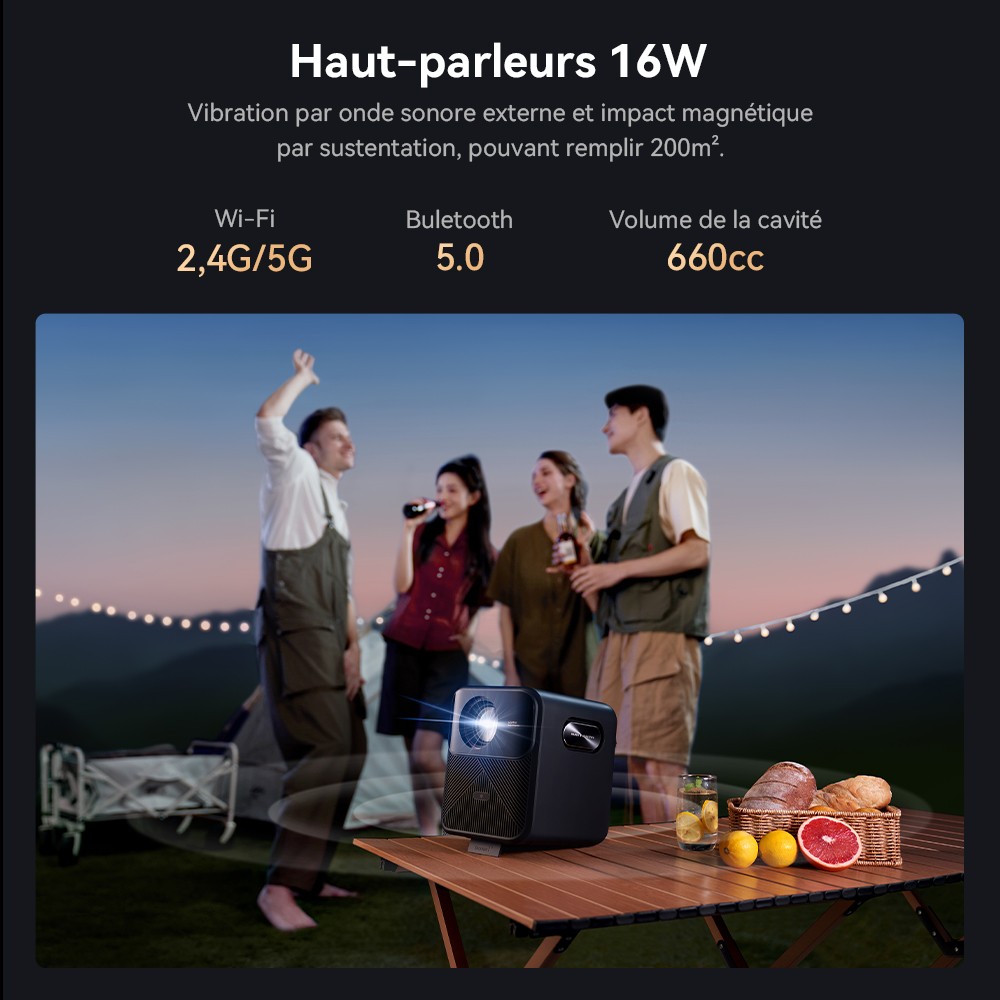 Projecteur LCD Wanbo Mozart 1 Pro, 900 ANSI, 1080P natif, Android TV 11, mise au point automatique, évitement d'objets - Prise UE