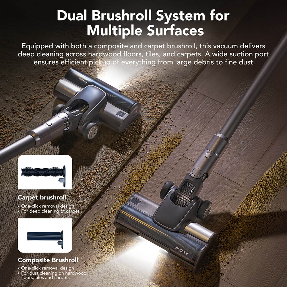 JIMMY H11 Pro Cordless Vacuum Cleaner, 700W/260AW Suction, 90 mins Runtime, Flexible Mental Tube, 7 Cleaning Tools, LED Display, for Carpets/Hard Floors - Dark Gray